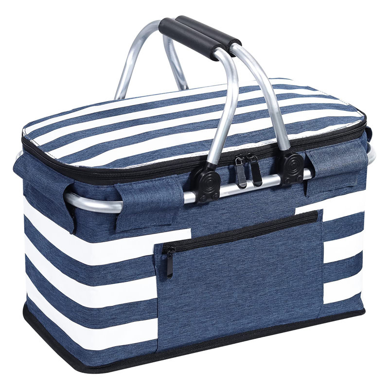 Panier isotherme pique-nique isolé, sac isotherme pliable, Blue