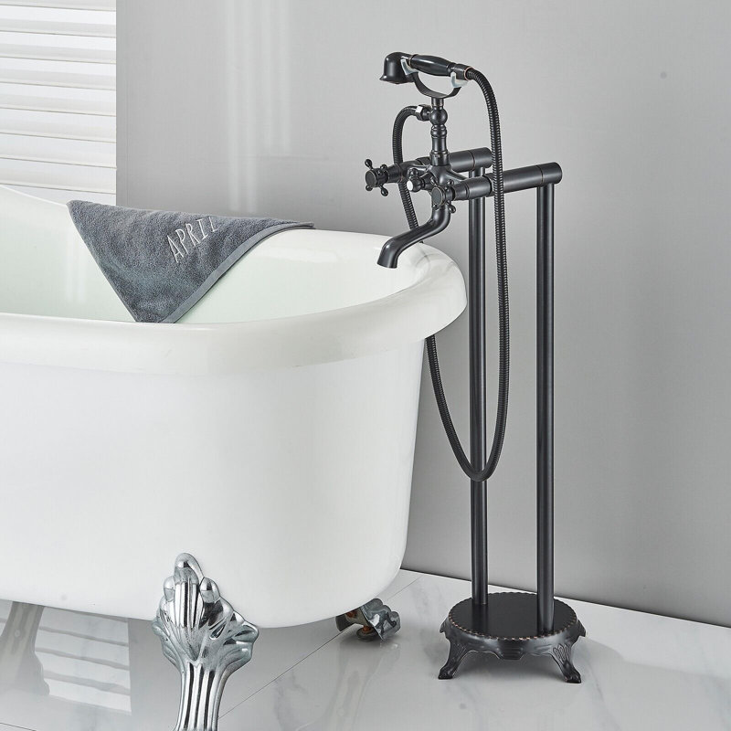Bec de baignoire à fixation au sol à poignée double