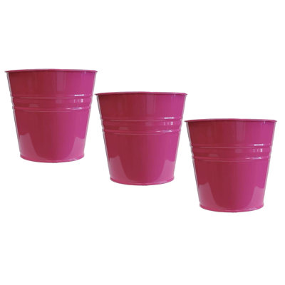 Pot à fleurs en acier émaillé pour plantes de 6,5 po. Ensemble de trois