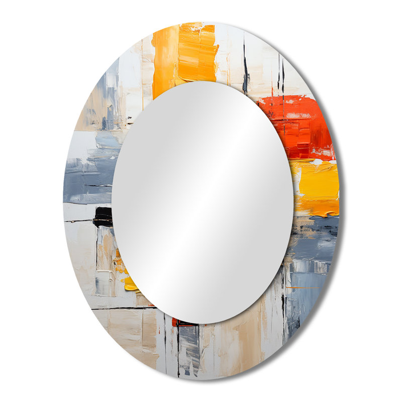 Miroir mural ovale moderne décolorée minimaliste - bleu, 43 po x 33 po
