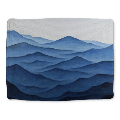 Marine Sea Blue Braided Placemat | Dark Calm Ocean Waves Decor