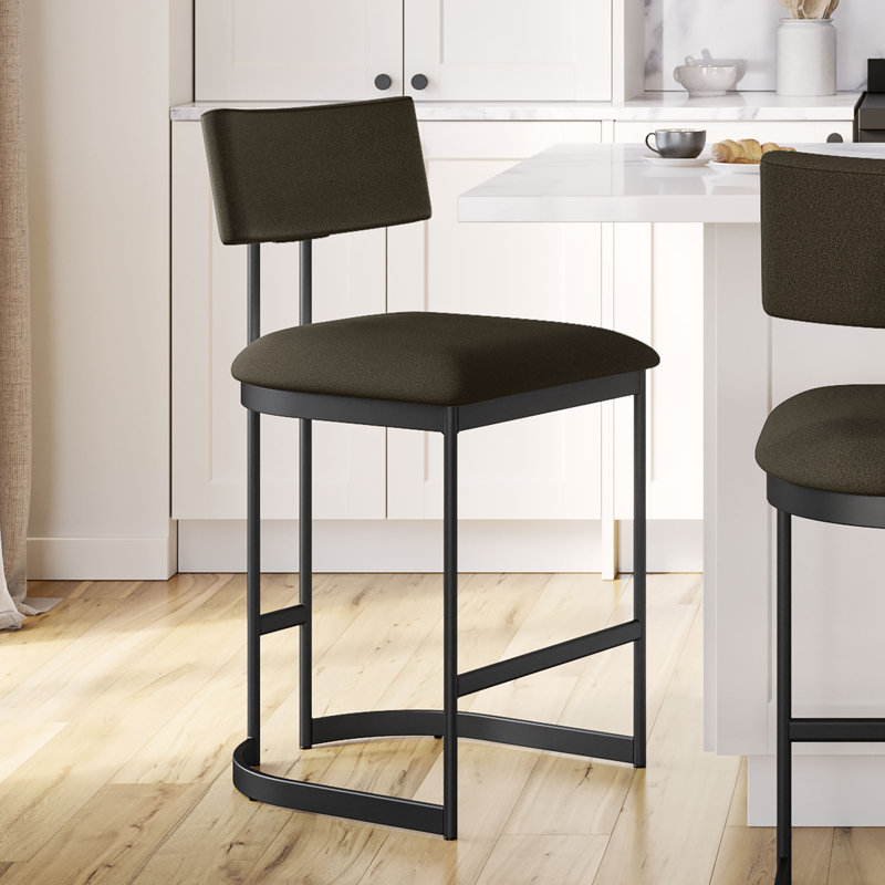 Tabouret de bar et de comptoir en polyuréthane Lucio, Tabouret de comptoir (siège d'une hauteur de 26,7, Noir