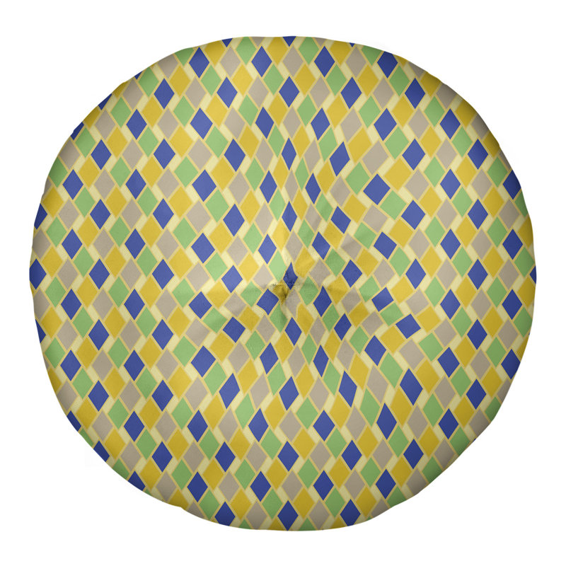 Coussin de sol Katelyn Elizabeth, 26 po x 26 po, Jaune / Bleu
