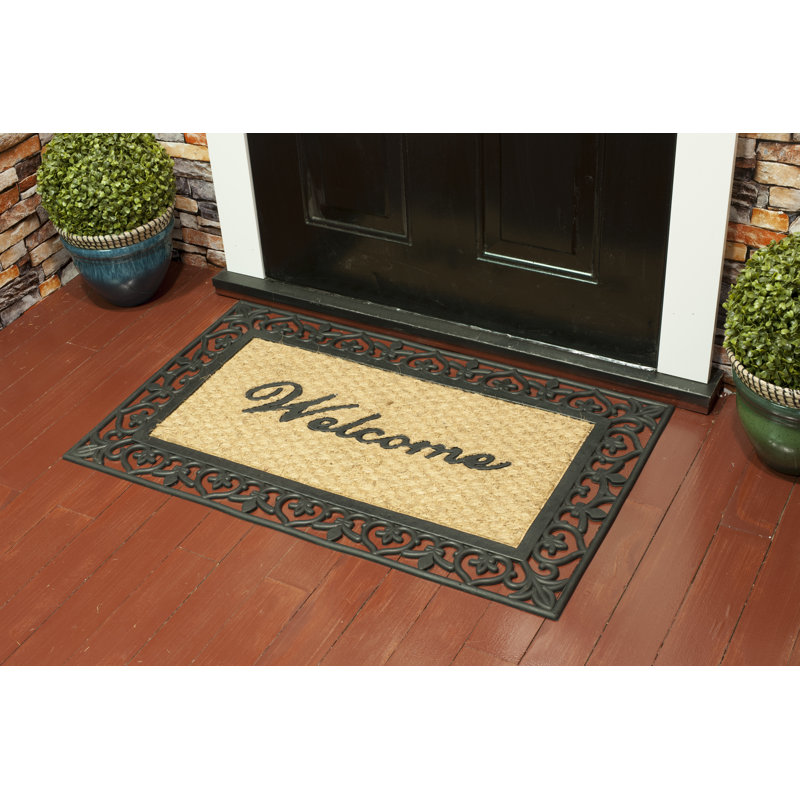 Tapis de porte d’extérieur anti-dérapant 36" x 22" à bordure en caoutchouc massif tuffcor Calleja