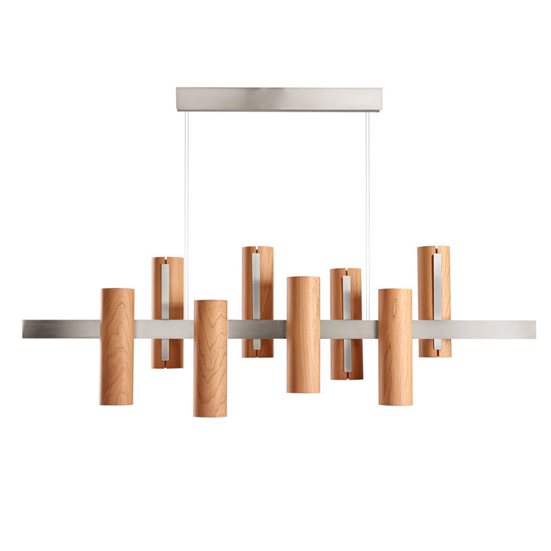Black Note 8 - Light LED Pendant, Matte Black, Natural Cherry, 2700K Bulb Temperature