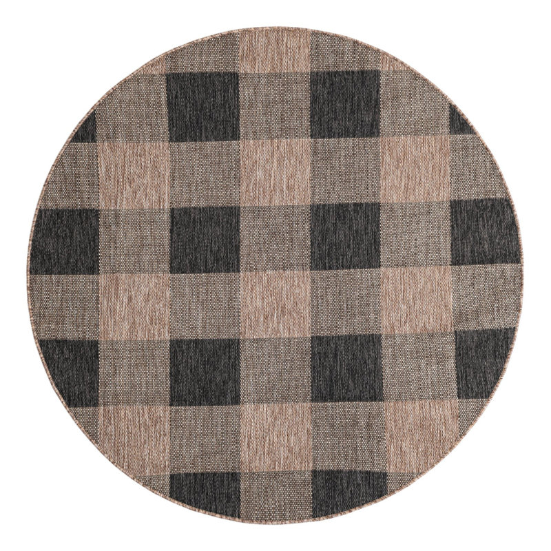 Talih Checkered Indoor / Outdoor Rug, Round 6'1"