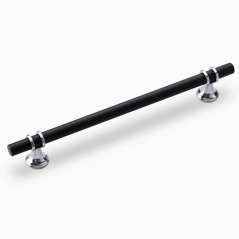 Poignée barre 7,6 po Cambridge, Noir mat / chrome poli