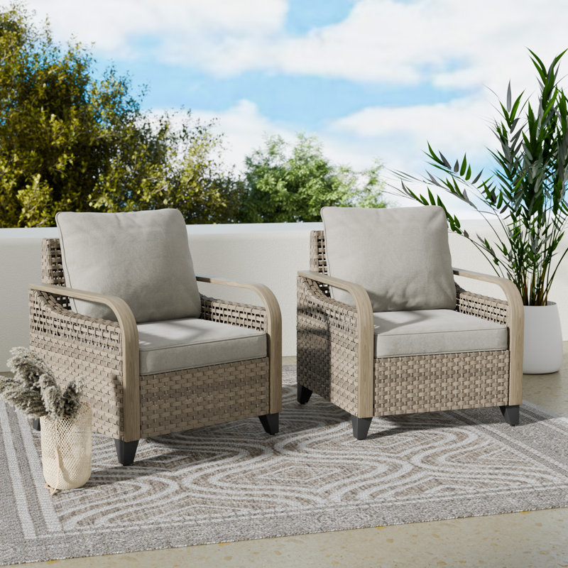 Chaise longue d'extérieur en osier Teralee, Gris