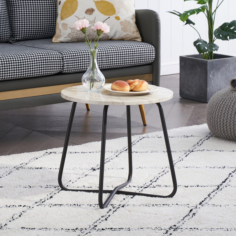 Artemus End Table, White/Black