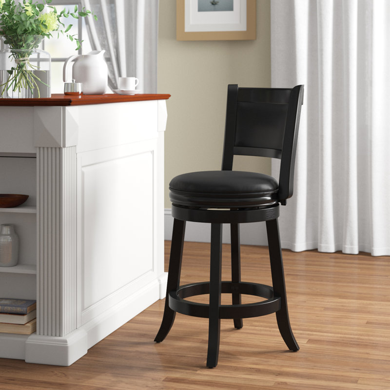 Comptoir pivotant, bar et très grand tabouret en bois Analuz, Noir, Tabouret de bar (siège d'une hauteur de 30 po), Noir