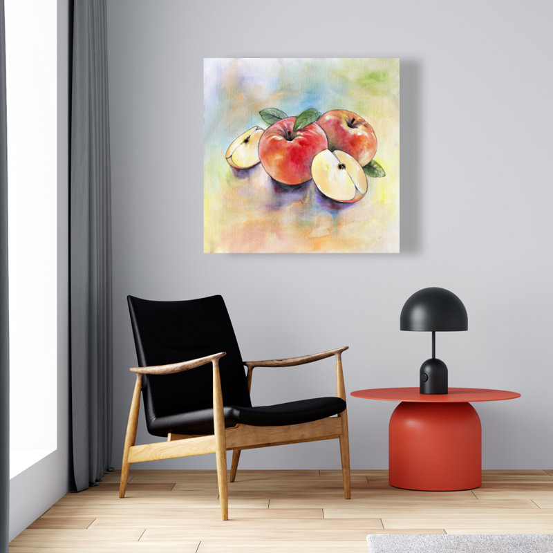 Toile avec feuilles de cuisine pomme récolte | Art mural Home Decor