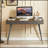 Mid Century Desk , Modern Writing Study Desk With Drawers, Multifunctional Home Office Computer Desk Walnut+Dark Grey