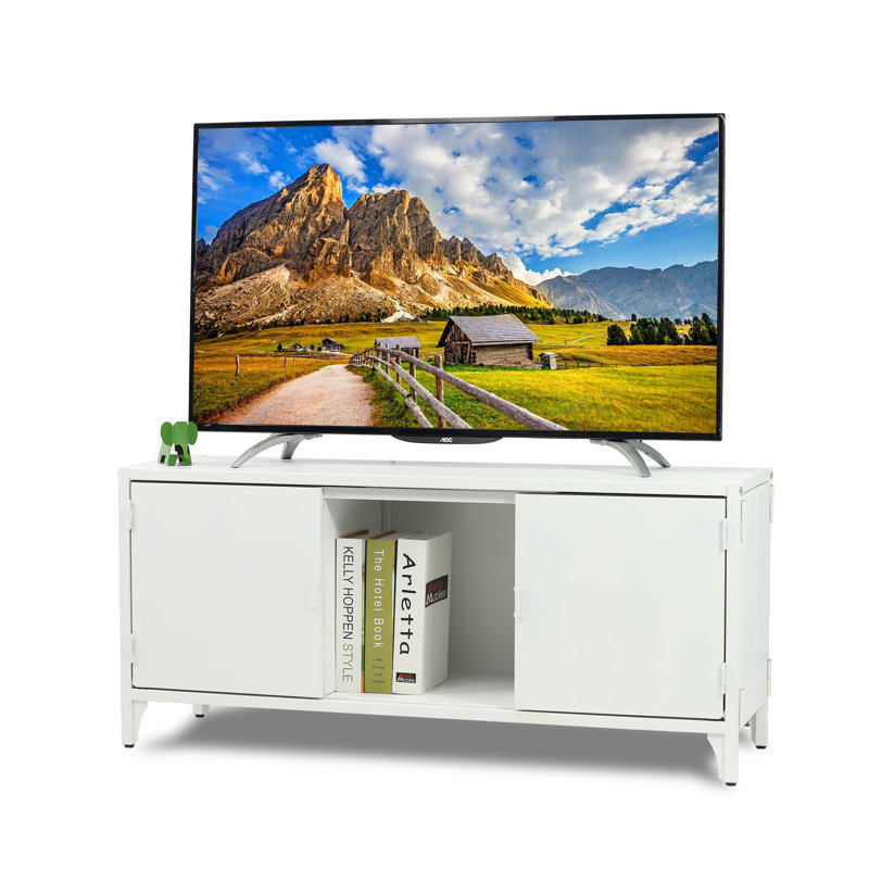 Meuble télé pliable en métal, Blanc