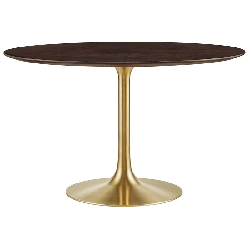 Round Gold Cherry Walnut 60" Wood Dining Table