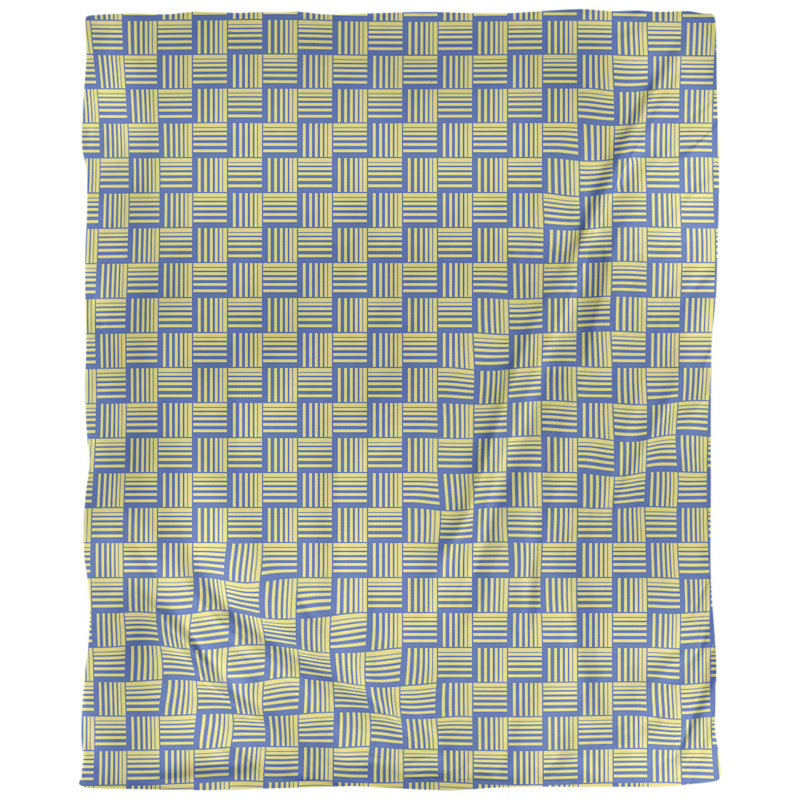 Tissu basketweave contrast, Bleu / Jaune, L 54 po x l 36 po, Lin huître palazzo