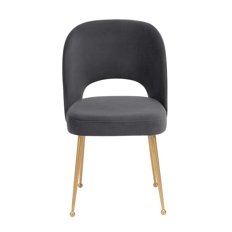 Chaise en velours Cheryl gris foncé, Gris foncé