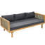 Banquette-lit 3 places avec accoudoirs et coussins gris foncé, structure en bois, dossier à lattes, fontaine, hauteur du produit : 61,7 cm, assemblage requis, profondeur : 83,1 cm.
