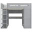 Élégant lit mezzanine double gris avec bureau et rangement: 4 tiroirs, tablettes, armoires - étagères Hub Blaze-2019079058