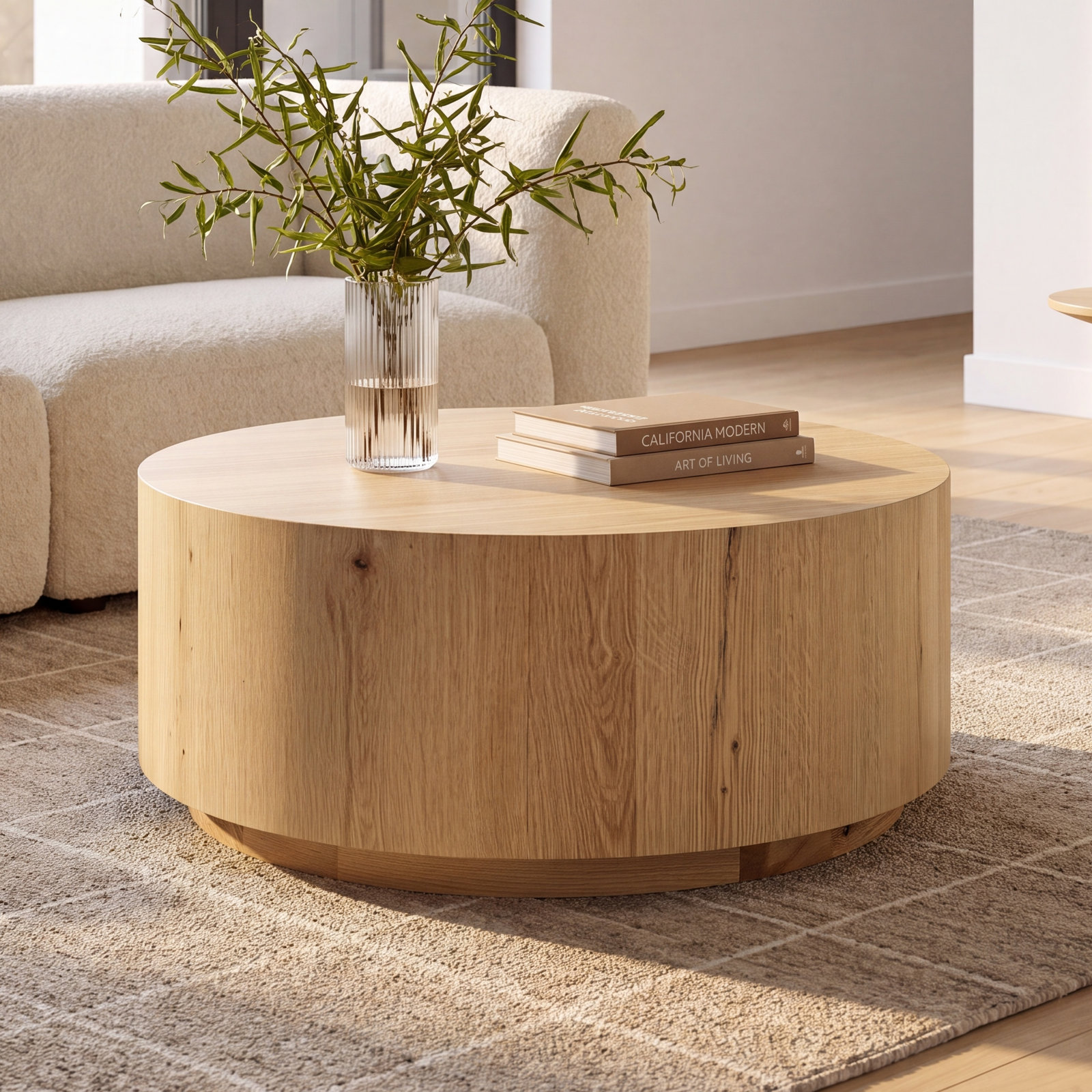 Taryn 42" Drum Coffee Table, Natural