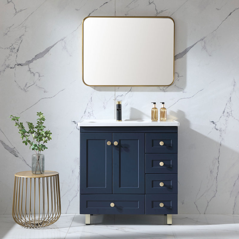 Ensemble de meuble-lavabo simple moderne à 2 portes et 5 tiroirs Verlane