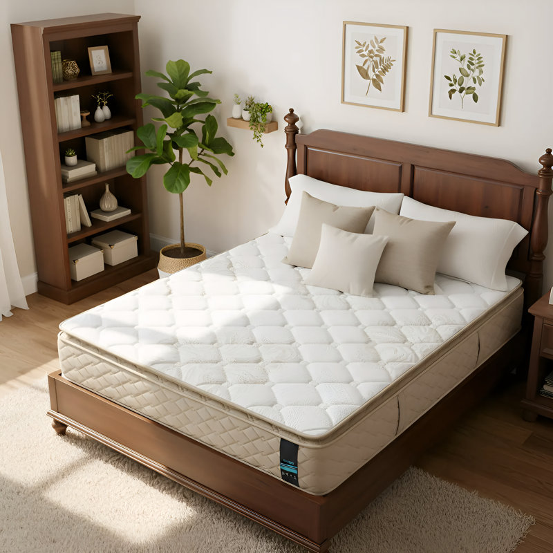 Ressort ensaché 12 po / 14 po avec matelas mi-ferme hybride mi-ferme de style américain classique, avec poignées pour faciliter les déplacements, certifié Oeko-TEX et Certipur-US, fabriqué aux États-Unis