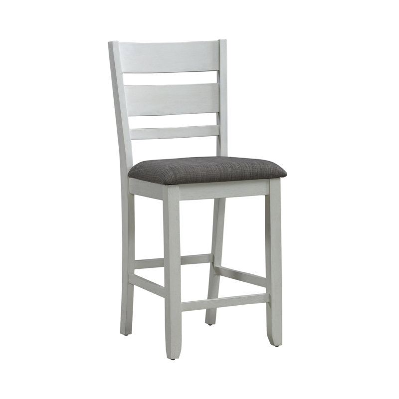 Luz Slat Back Upholstered Counter Chair, White