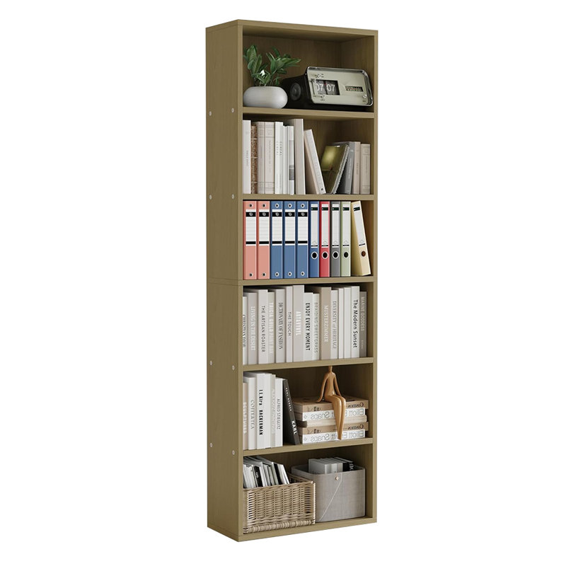 6 Tier Tall Wooden Bookcase Open Bookshelf Display Storage for Home Office, Yellow