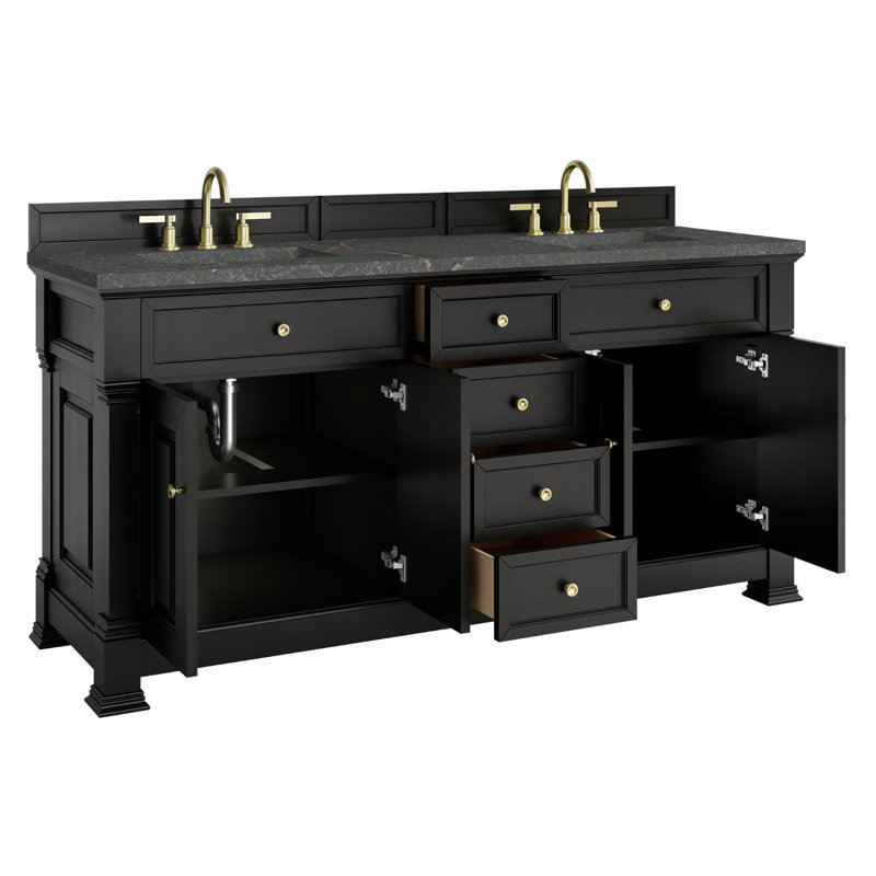 Brookfield 72'' W Double Vanity, Parisien Bleu, Black Onyx