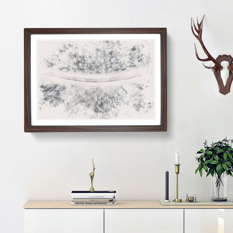 Winter Road Watercolour - Framed Print, 62cm H x 87cm W x 2cm D, Walnut