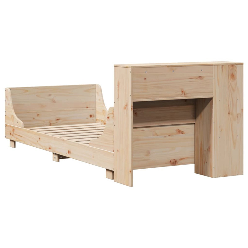 Bed Frame Without Mattress Solid Wood Pine, 81 x 217.5 cm, Natural
