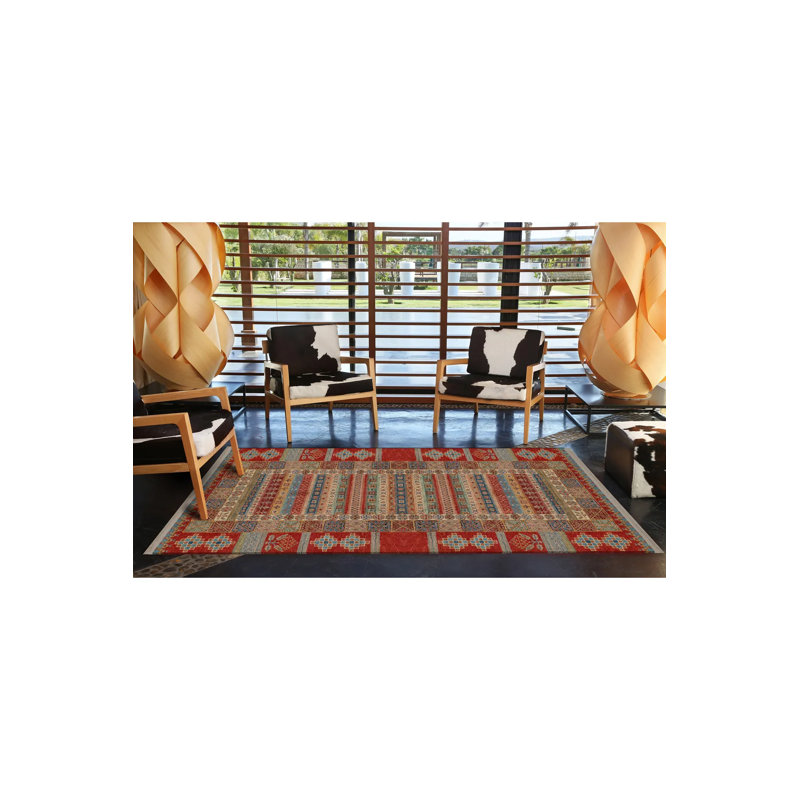 Tapis décoratif rouge à motif traditionnel rouge, Rectangle 3 pi 11,24 po x 5 pi 10,87 po