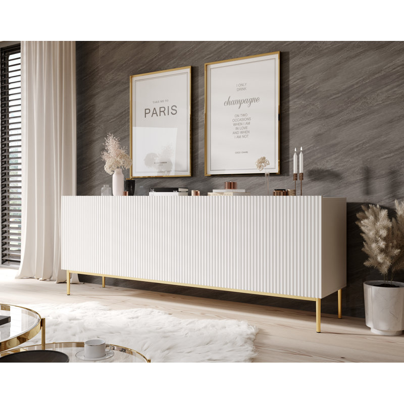 Sideboard 200 4D, White/Gold