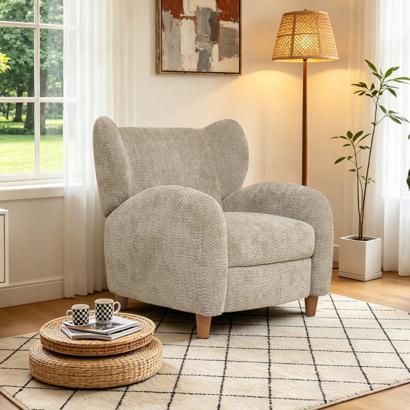 Fauteuil inclinable berçant réglable en chenille avec repose-pieds rétractable Durrant, Chameau