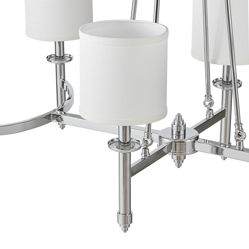 Lustre 6 lumières avec abat-jour tambour en tissu Voir ci-dessous, Chrome chrome