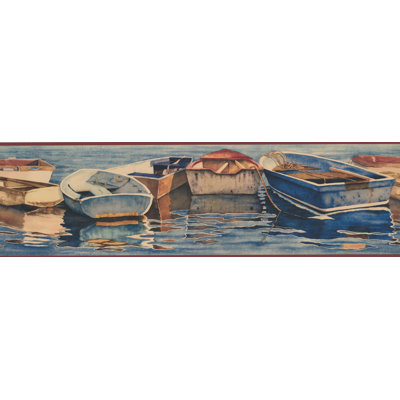 Bordure de papier peint abstrait L 15 pi x l 7 po Ing barques dans la rivière