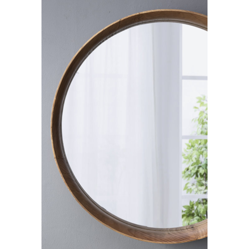 Miroir mural 31,5 "en bois de pin, miroir décoratif pour la salle de bain et le salon