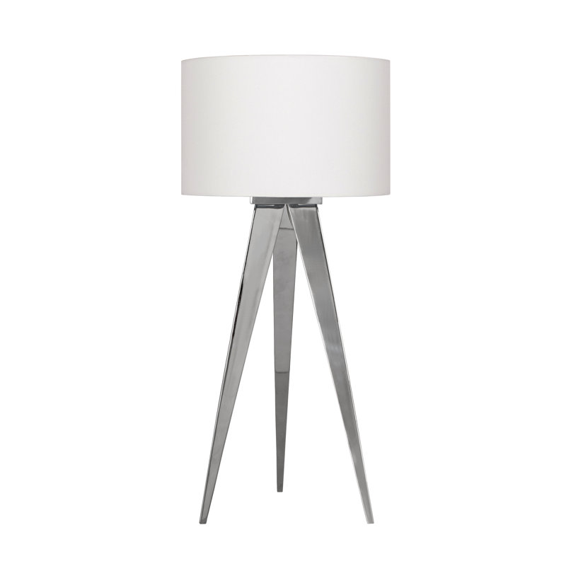 Abingdon Metal Tripod Lamp, White, Chrome