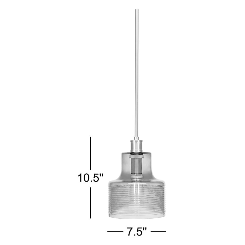 Boutin 1 Light Pendant Shown With 7.5" Glass, Bronze, Smoke