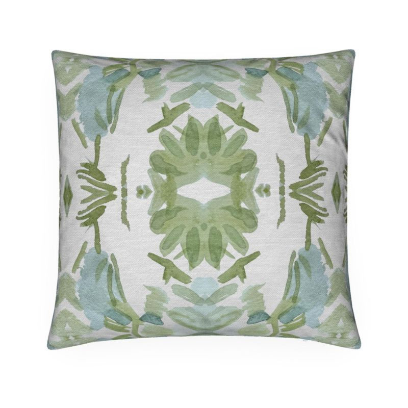 Wildflowers I Large Repeat Luxury Throw Pillow, Blue/Sage Green Floral, 22"H x 22"W