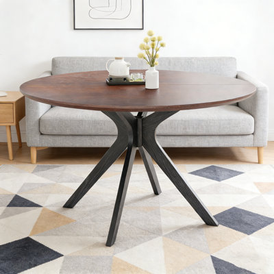 Table de salle à manger 47,2 "en bois massif pour 4 à 6 personnes avec base piédestal entrecroisée