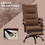 Fauteuil brun en microfibre avec 6 points de vibration, chauffant, double rembourrage, accoudoir, repose-pieds, bureau de massage lombaire, repose-pieds inclinable chauffant et microfibre,