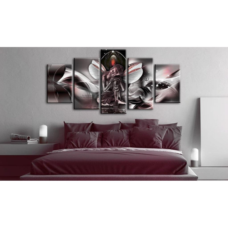 Ensemble de 5 impressions sur toile tendue, H 40 po x l 80 po x P 1 po, Rouge
