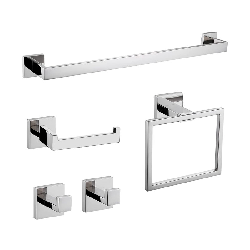 Ensemble de quincaillerie de salle de bain 5 pièces, Chrome