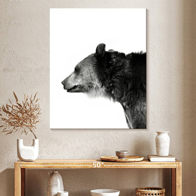 Tête d'ours monochrome, H 40 po x l 32 po x P 1,25 po