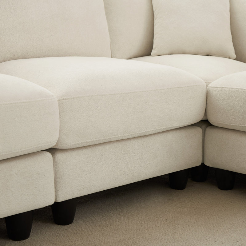 7-seater U-shaped combination upholstered sofa, Beige Velvet