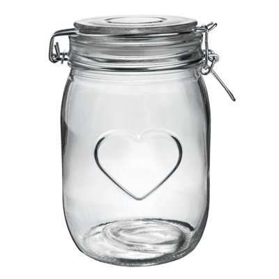 Nicola Spring - Heart Glass Storage Jars with Labels