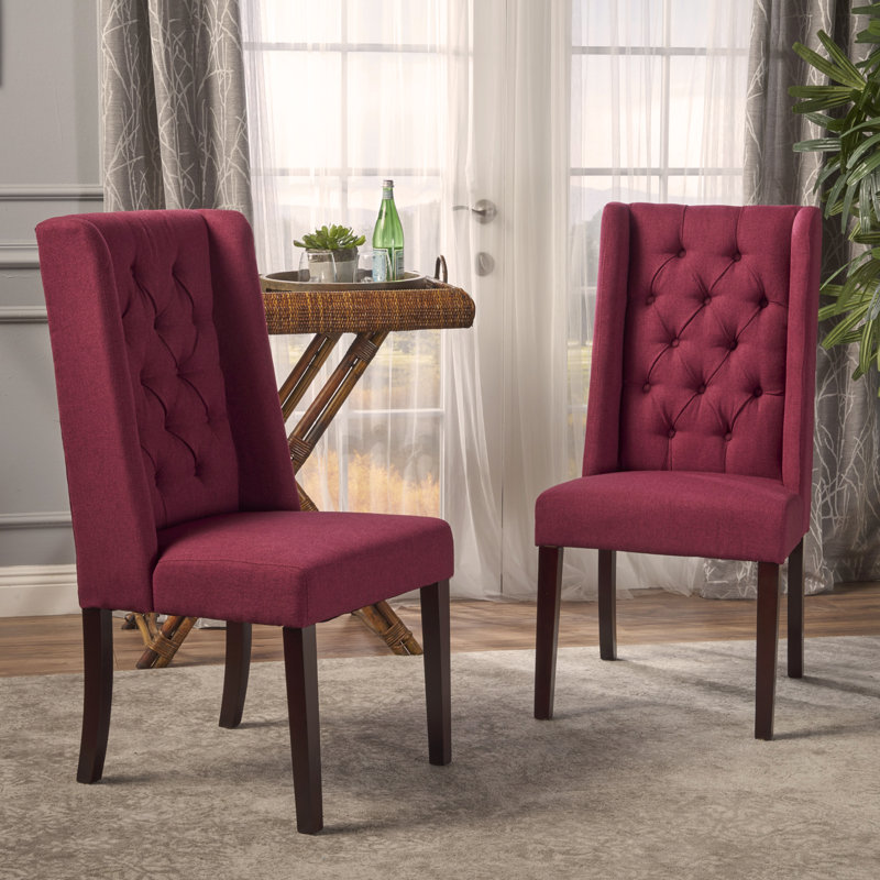Chaise de salle à manger rembourrée Toshia, Rouge