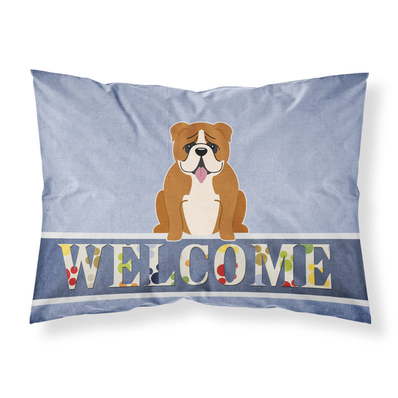 Taie d’oreiller welcome, Bouledogue anglais rouge / blanc