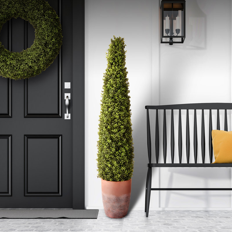Topiaire faux buis en pot, H 60 po x l 12 po x P 12 po