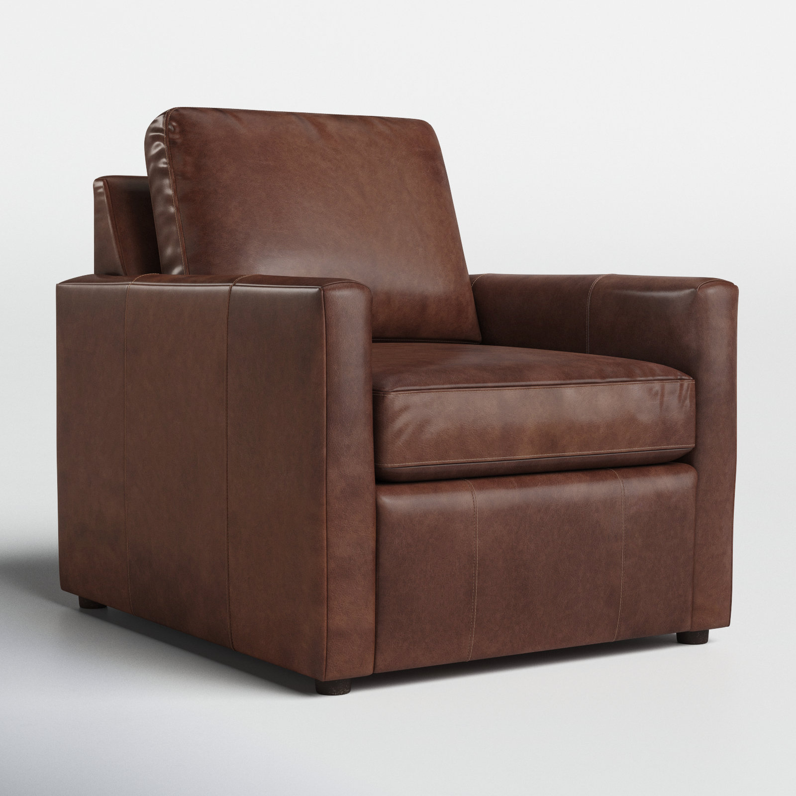 Savannah Upholstered Armchair, Rustic Genuine Leather